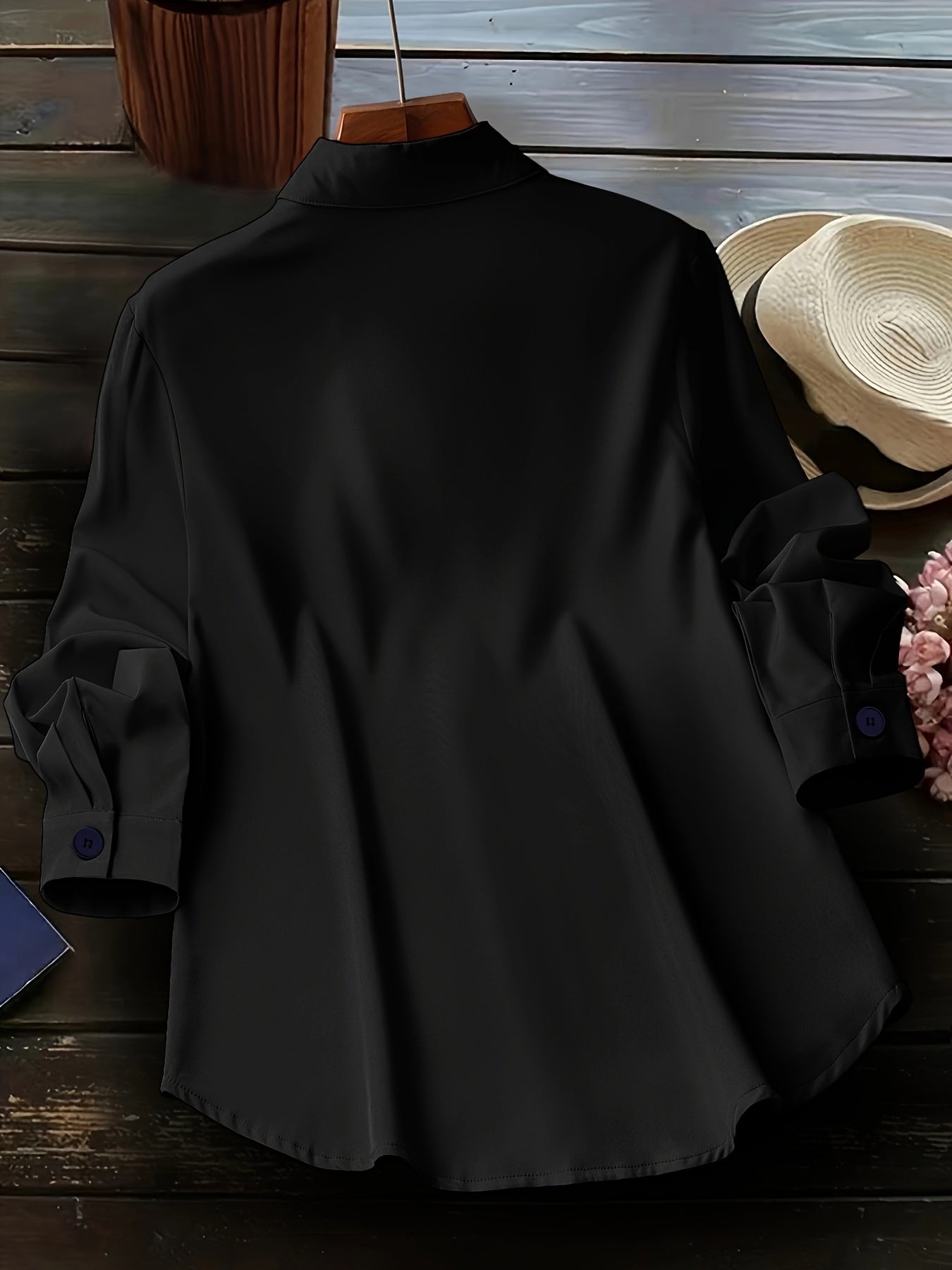 Plus Size Women's Red Button-Up Shirt All-Season Casual Work Blouse