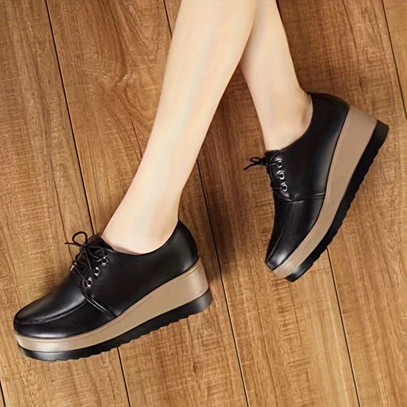 Women's Low Top Sneakers Solid Color Lace-Up All-Season PU Sole