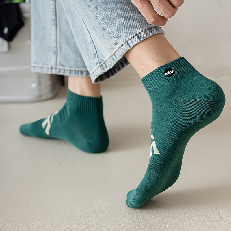 Men's Low Cut Socks 5 Pairs Breathable Anti-Odor Casual Wear All Seasons