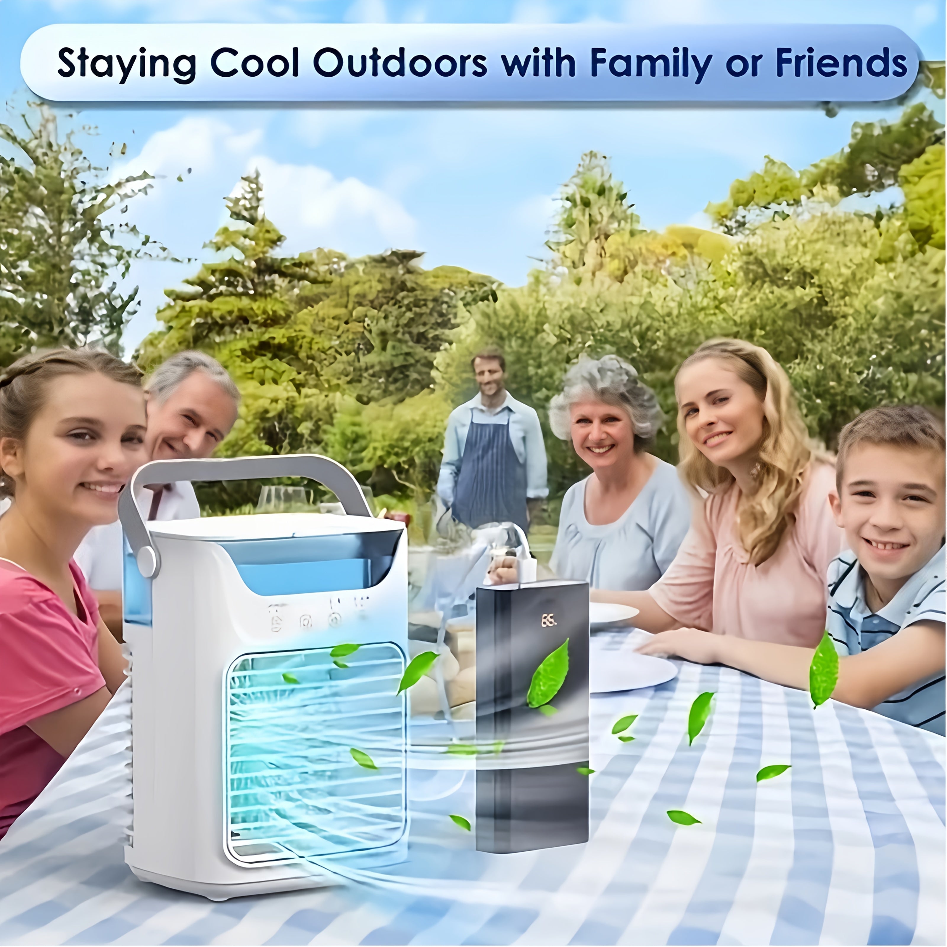 Portable USB Powered Evaporative Air Conditioner with 700ml Water Tank, Desktop Cooling Fan for Bedroom Office Living Room