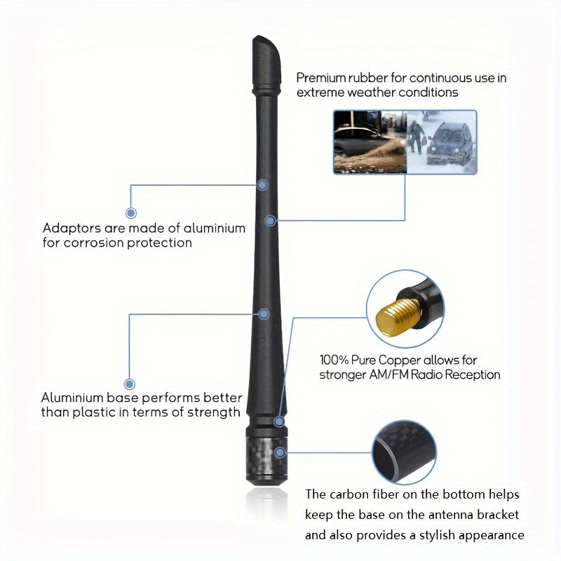Universal Rubber Car Antenna 17.78cm FM/AM Reception Vehicle Motorcycle