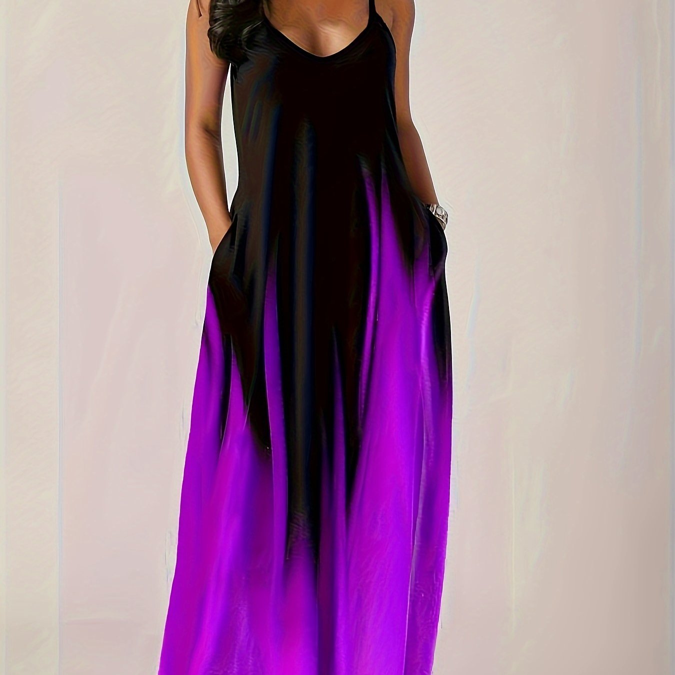 Черное и красное абстрактное платье-макси без рукавов для женщин с асимметричным подолом