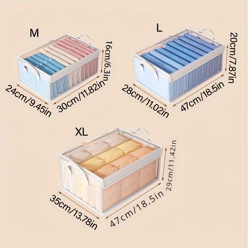 Большая емкость пластикового контейнера для хранения одежды с крышкой для дома и общежития. Держит одежду и брюки в порядке и защищает от пыли. Складной органайзер для гардероба для многоцелевой сортировки.