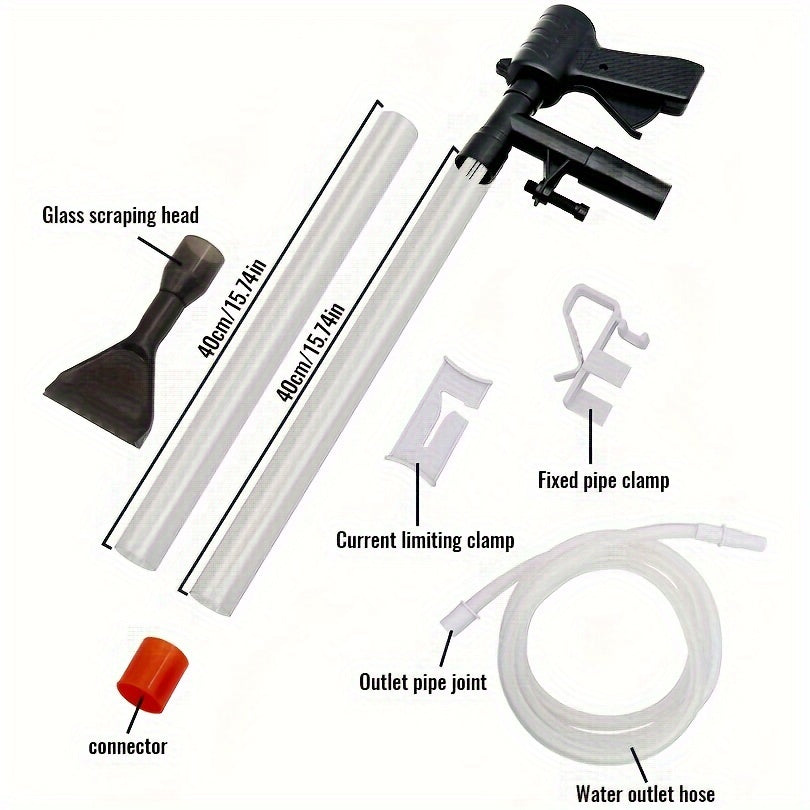 Aquarium Gravel Cleaner with Glass Scraper Adjustable Water Flow Handheld Fish Tank Siphon