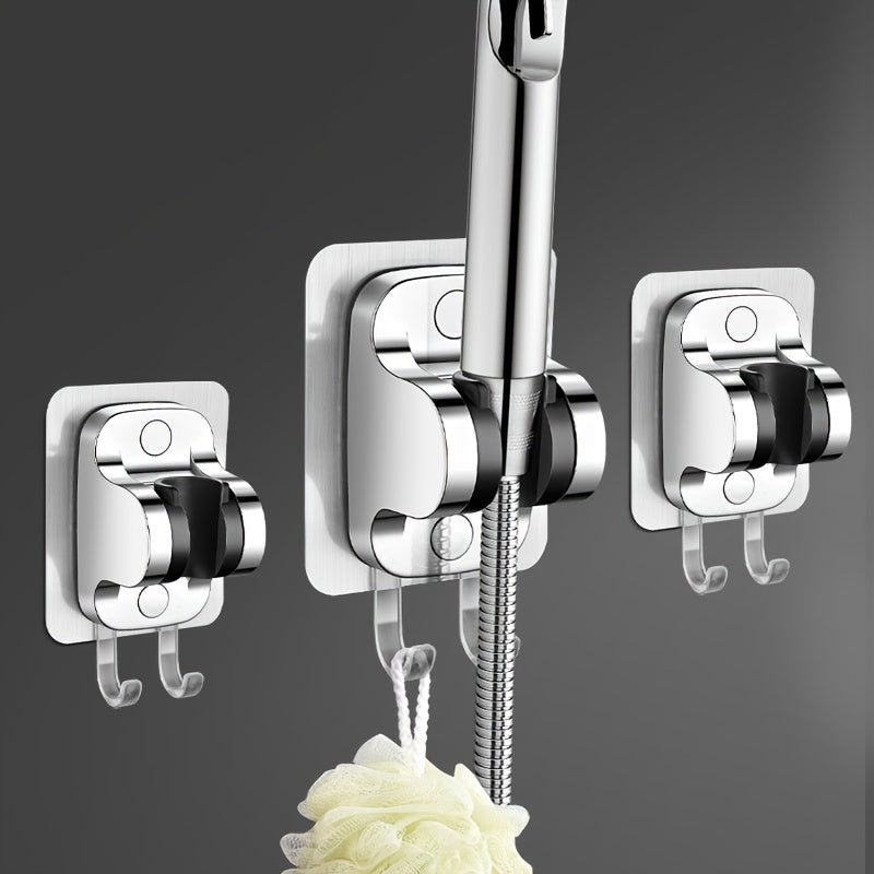 Juego de soporte para cabezal de ducha con acabado en cromo, base ajustable, flexible, con rociador de mano