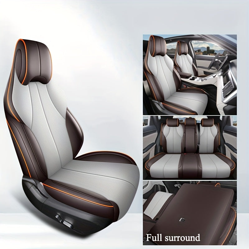 5-Seat Car Seat Covers Leather Full-Set Sporty Durable Easy Clean All-Season