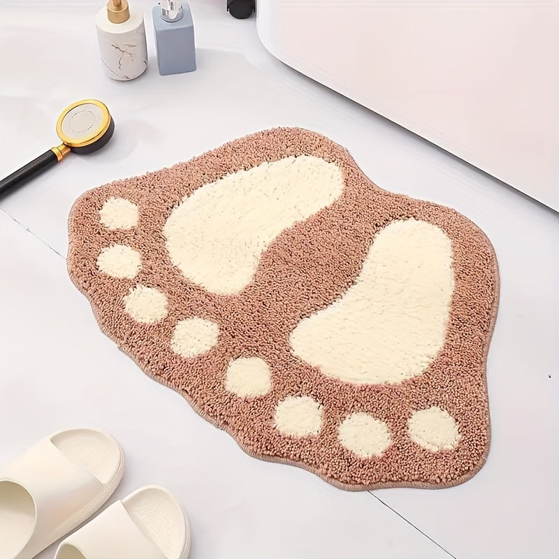 Paw Print Bathroom Floor Mat Absorbent Non-Slip Kitchen Rug for Bathroom Bedroom