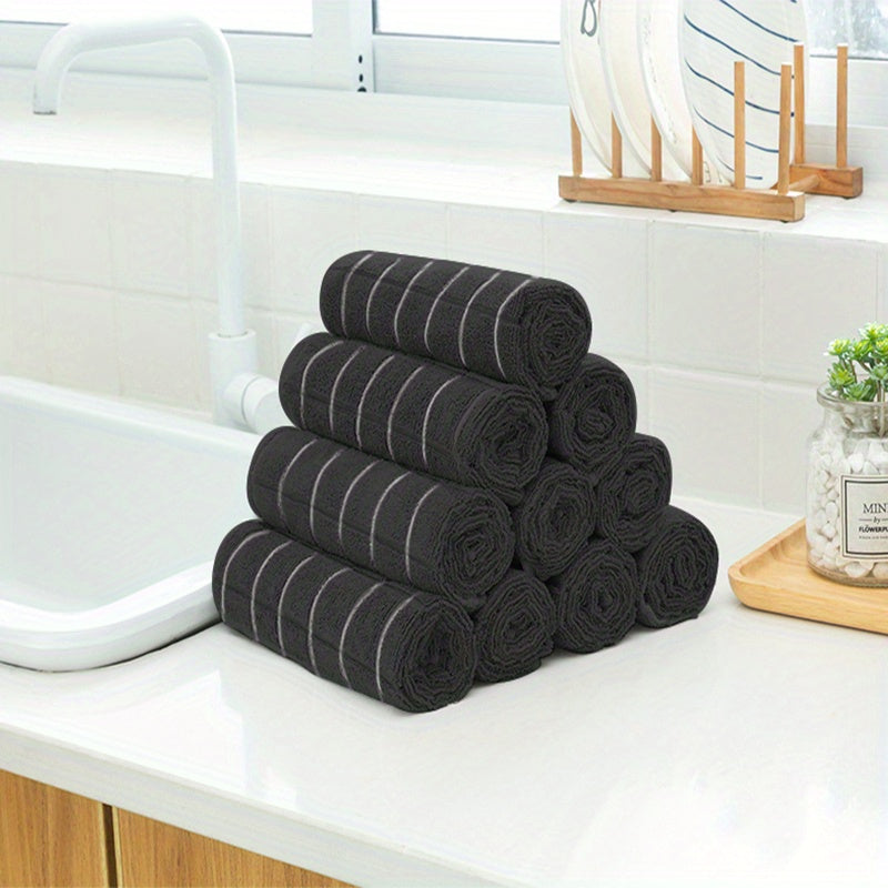 Set of 5 Black Rectangular Cleaning Cloths for Household and Kitchen Use