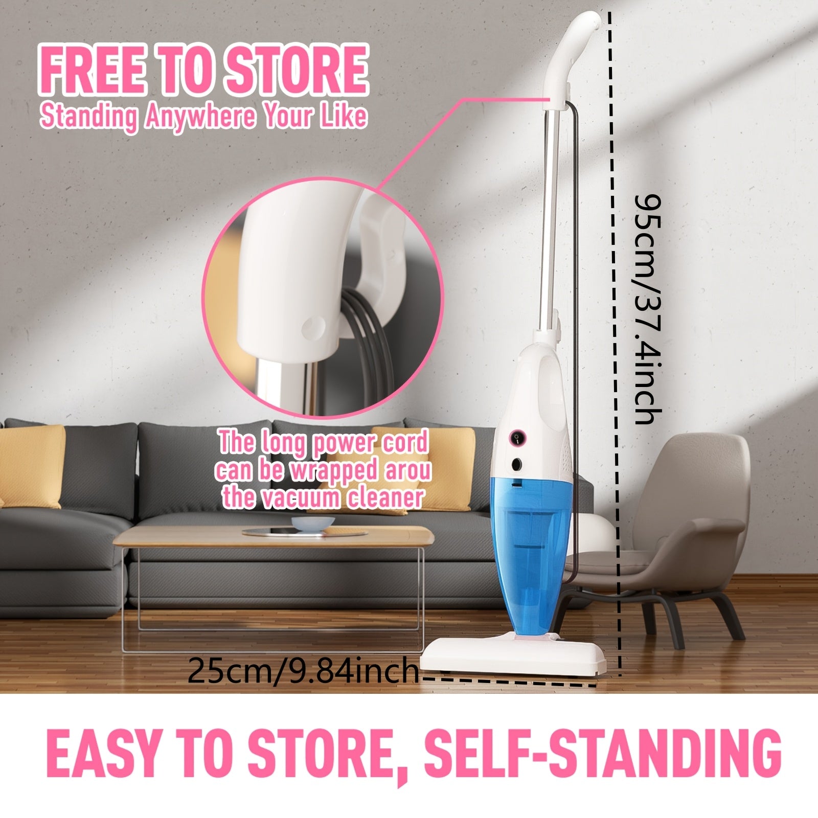 Yuviladigan HEPA filtri va kuchli so'rish quvvati bilan ipli pol vakuum tozalagich; uy, yotoqxona, yog'och pol va uy hayvonlari sochlari uchun mos.