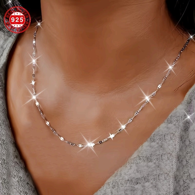 Collarbone Necklace de plata de ley para mujeres piel sensible regalo elegante
