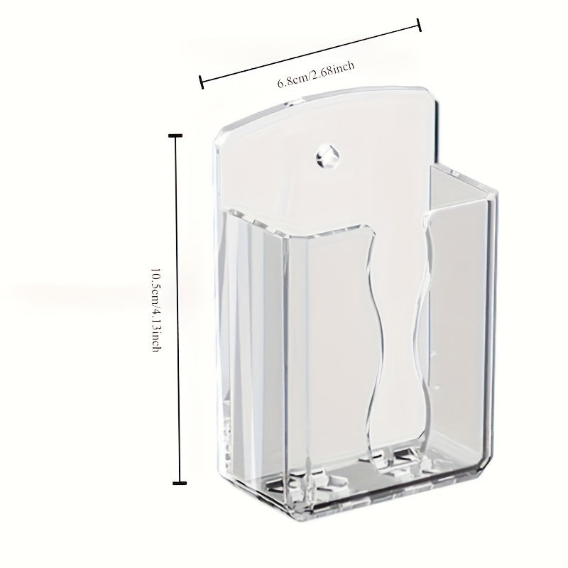 Wall-Mounted Clear Plastic Remote Control Holder for Air Conditioner Remotes and Phone Charging