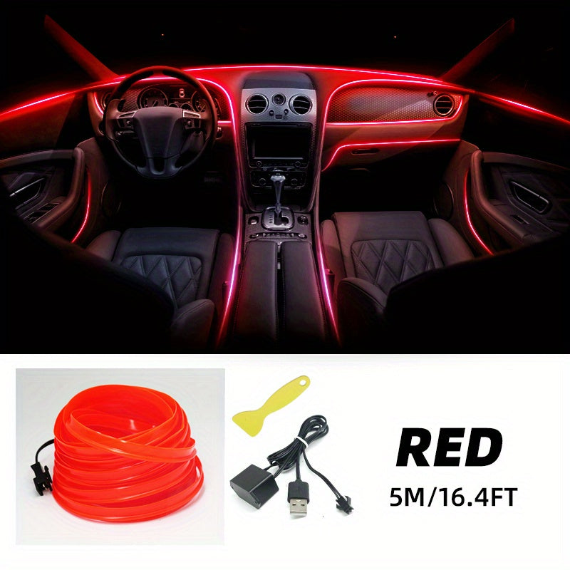 Car Interior LED Strip Lights 16.4Ft USB Neon Atmosphere Ambient Lighting