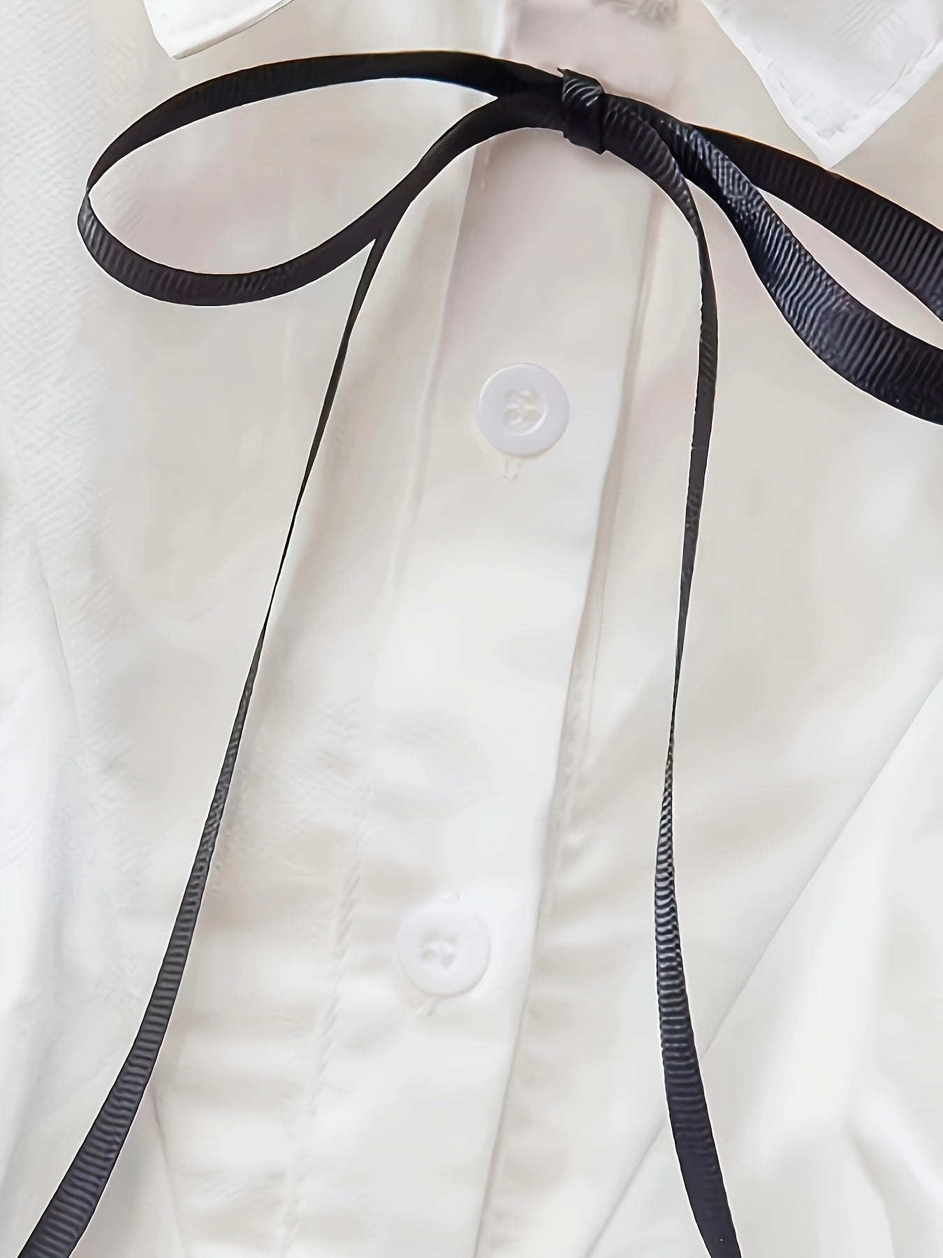 Girls' Cotton Shirt with Bowknot Collar Ruffle Long Sleeve for Spring and Fall