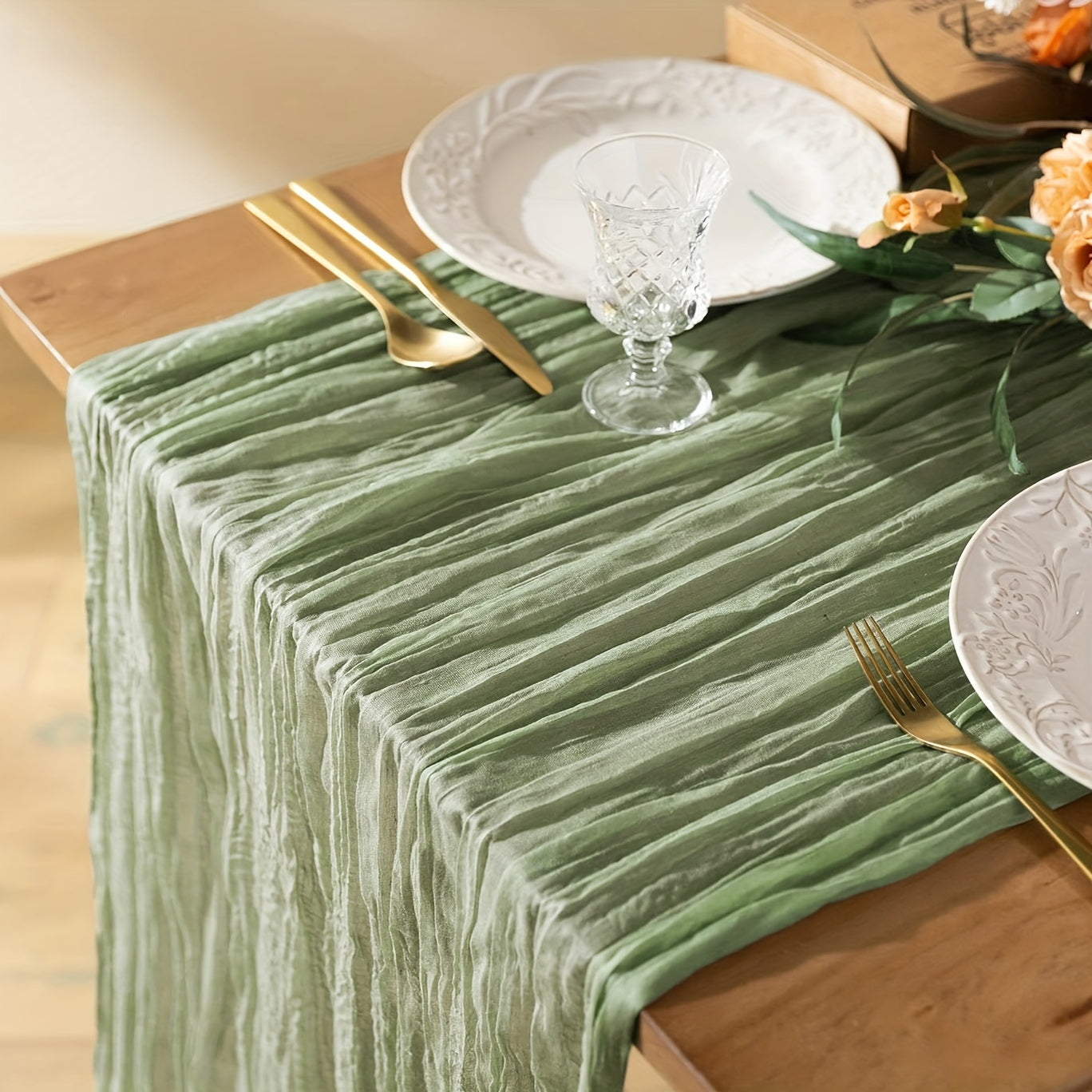 Polyester Crinkle Table Runner for Rustic Wedding Decor