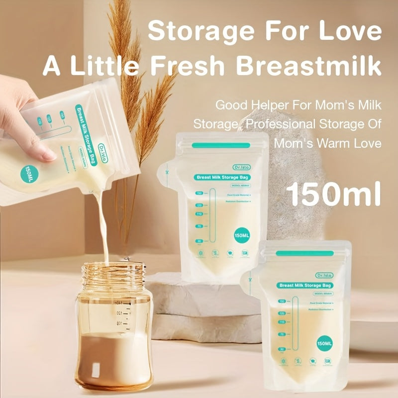 Breastmilk Storage Bags 150ml Self-Standing 10/30/100pcs for Easy Feeding