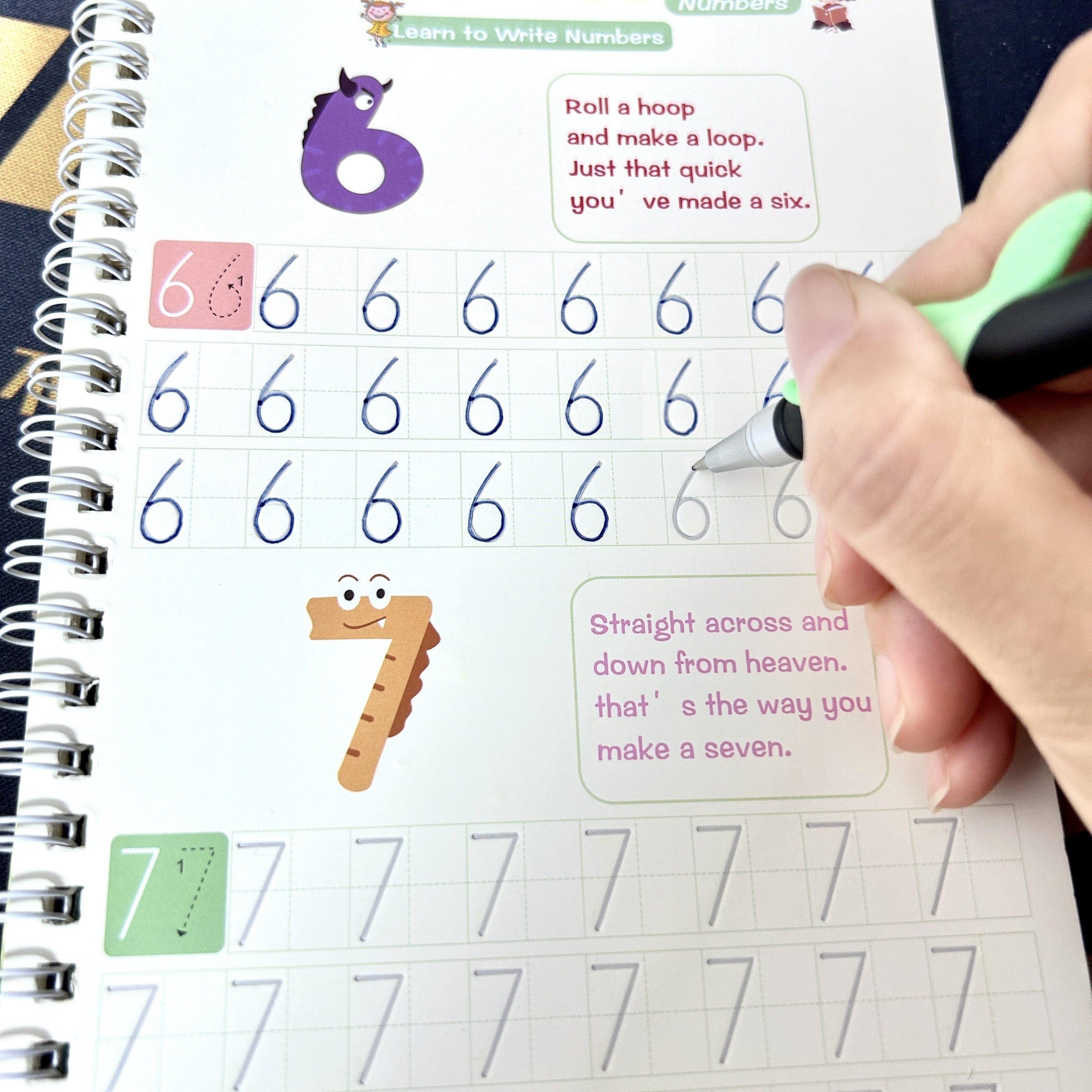 Libros reutilizables de caligrafía y escritura a mano para aprendizaje temprano, set de 4 para niños de 3+ años