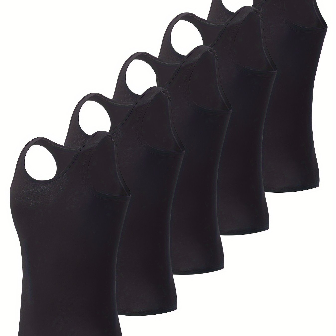 Men's White Cotton Tank Tops Set of 5 Athletic Casual Sleeveless Shirts