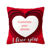 Customizable Double-Sided Love Photo Pillowcase Red and White Personalized Gift