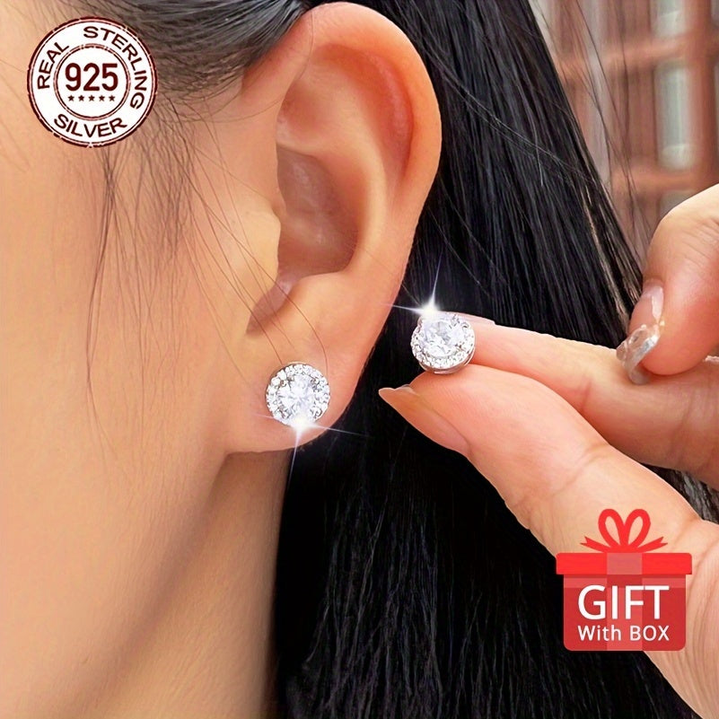 Sterling Silver Yurak shaklidagi Zirconia Stud Earinglar, gipoallergik sovg‘a qutisi