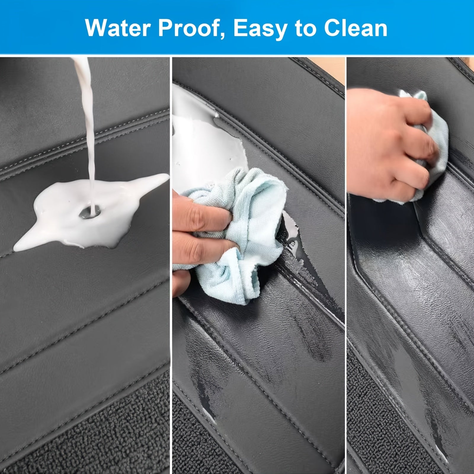 All-Weather Floor Mats Set for Tesla Model Y 2020-2024 Waterproof PU Leather