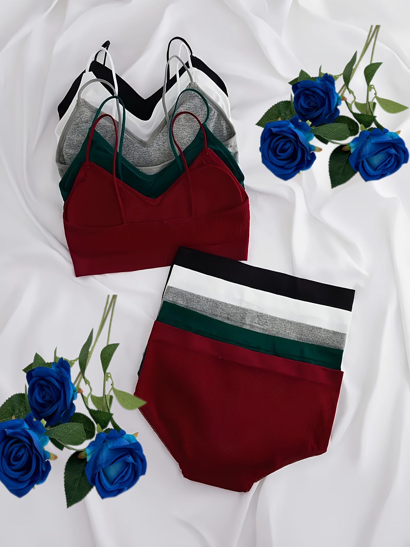 Women's Seamless Backless Lingerie Set with Removable Pads in Striped and Solid Colors