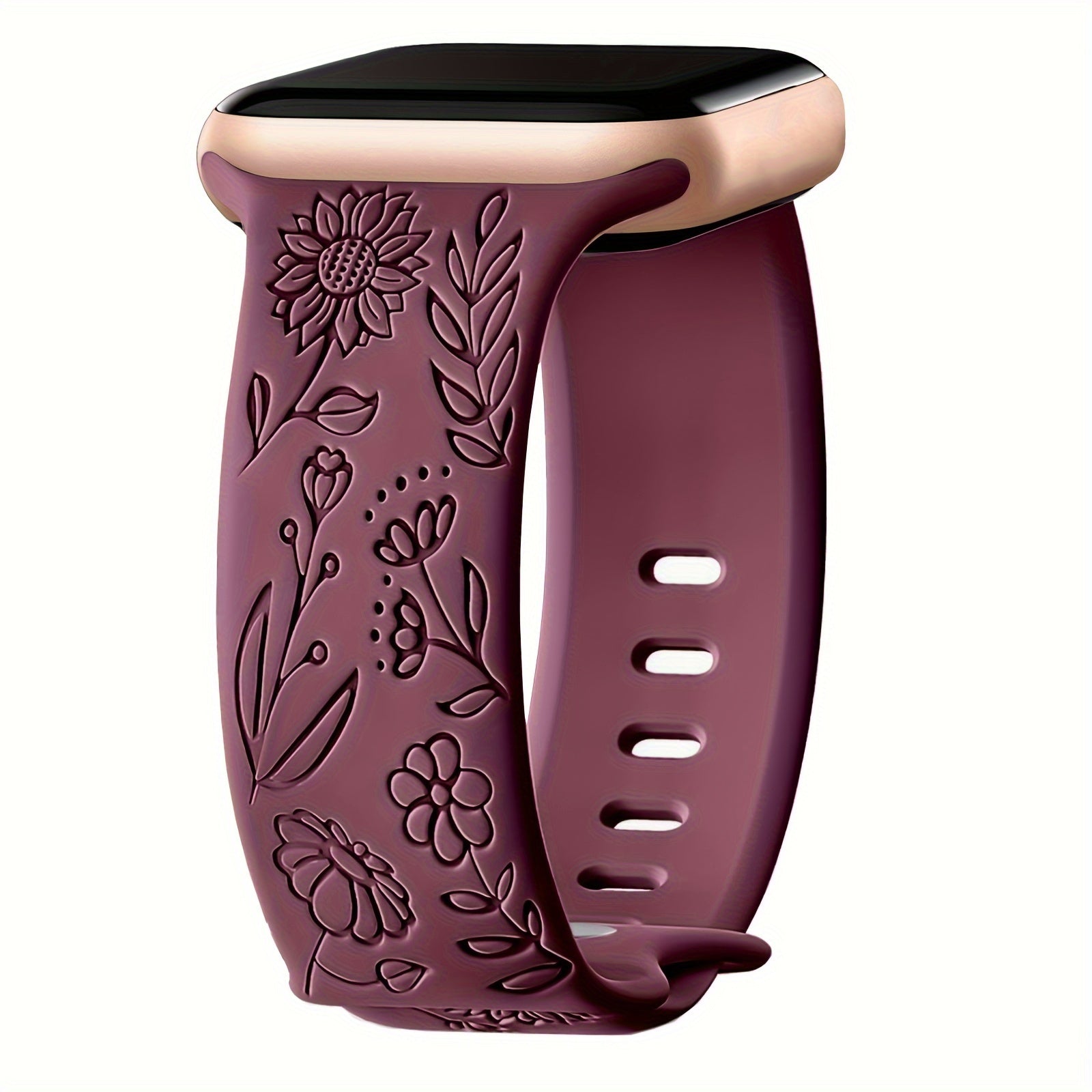 Women's Floral Silicone Apple Watch Band Compatible with Series 1-9 and Ultra