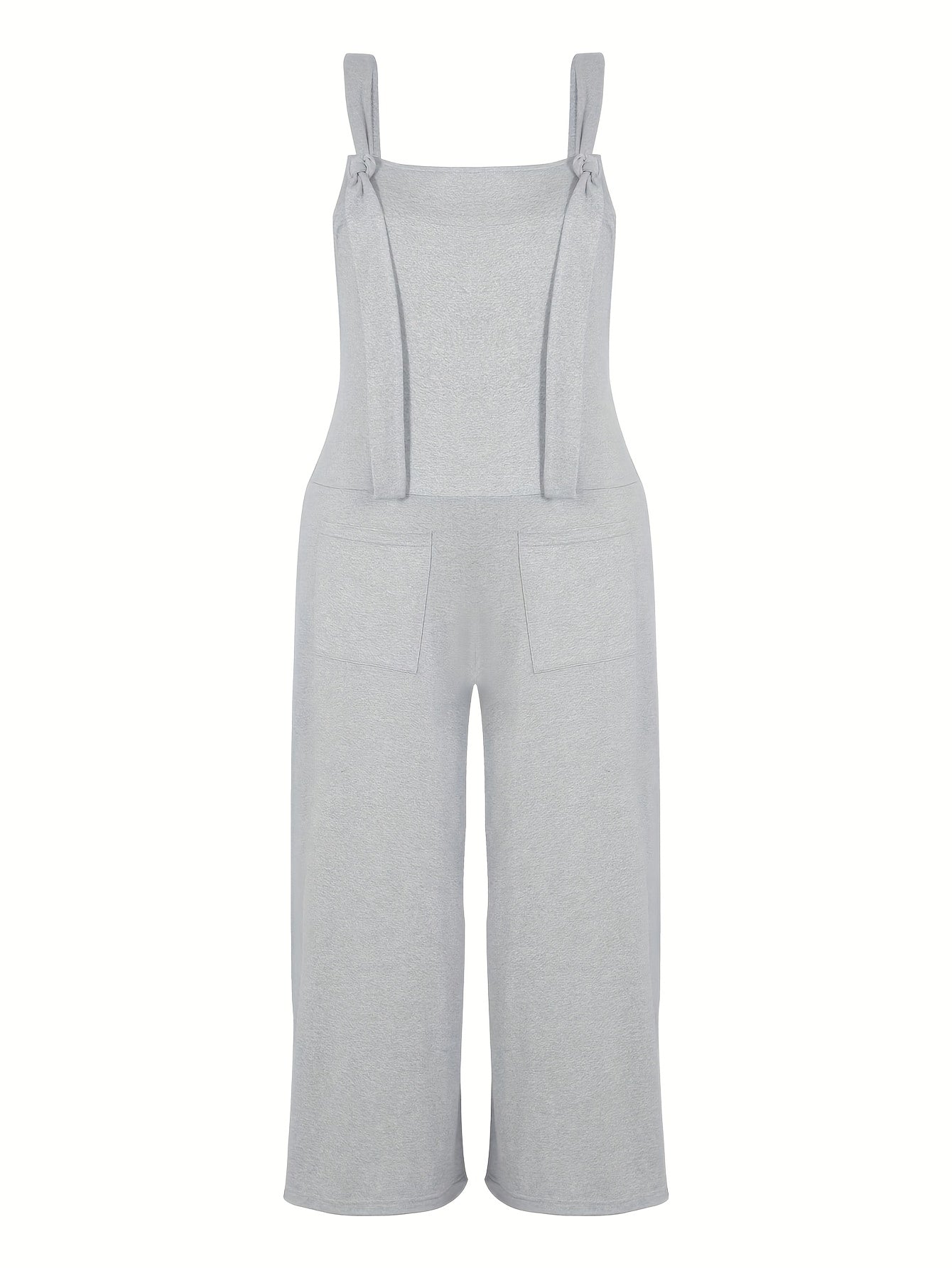 Plus Size Women's Casual Solid Color Jumpsuit With Pockets