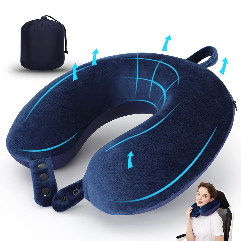 Memory Foam Travel Pillow U-Shaped Neck Support for Airplane Car Camping