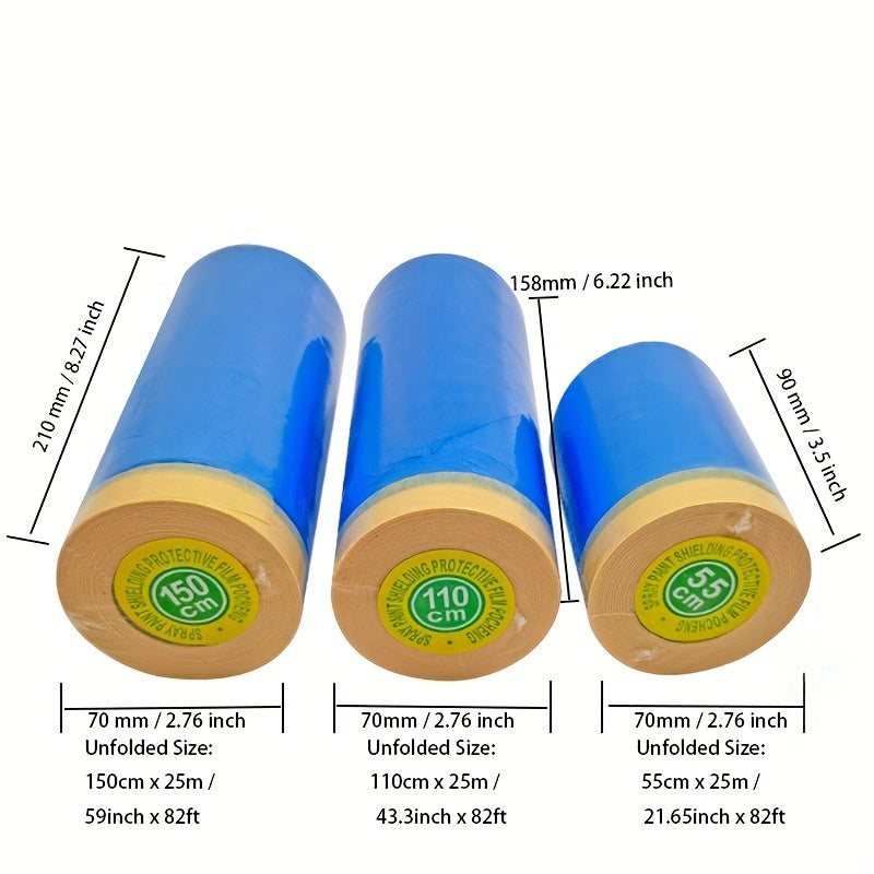 Blue Pre-Taped Masking Film for Auto Painting, Protective Sheeting