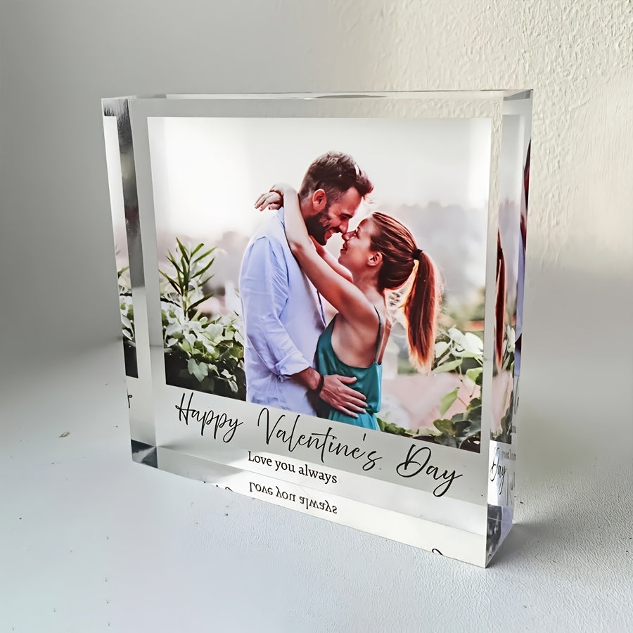Acrylic Photo Block with Custom Engraving for Gifts and Home Decor
