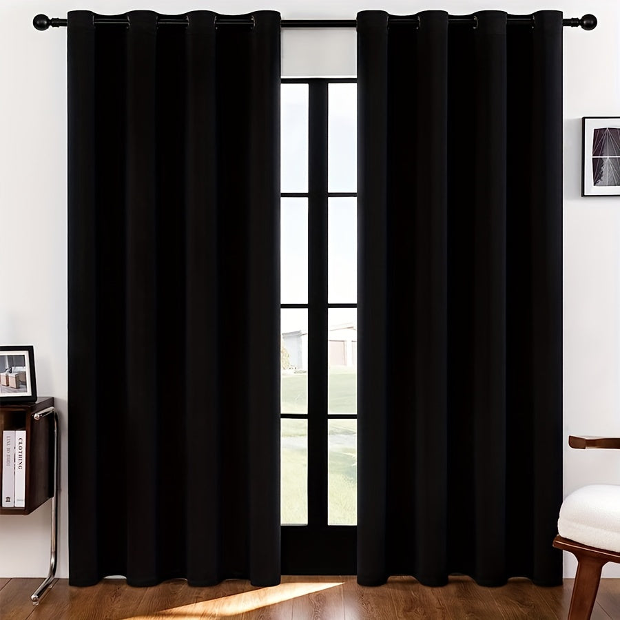 Blackout Curtain Thick Grommet Top Energy-Efficient Light-Blocking Polyester for Living Room Bedroom Balcony