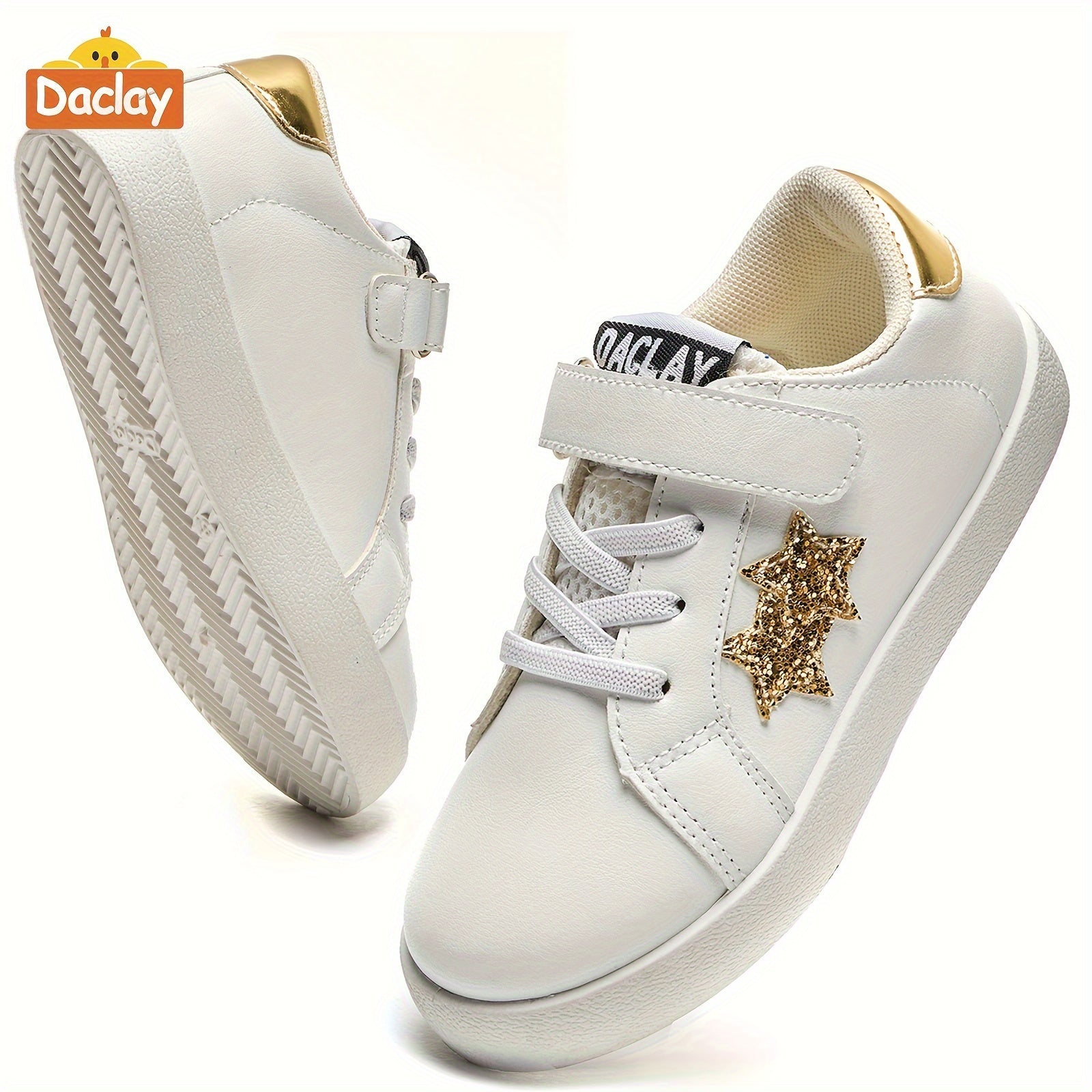 Zapatillas deportivas casuales para niños y niñas con estrellas, de caña baja y suela de PU