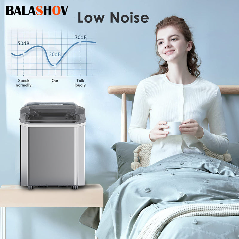 Portable Ice Maker Self-Cleaning Bullet Ice 9 Cubes in 8 Minutes Small Kitchen Bar