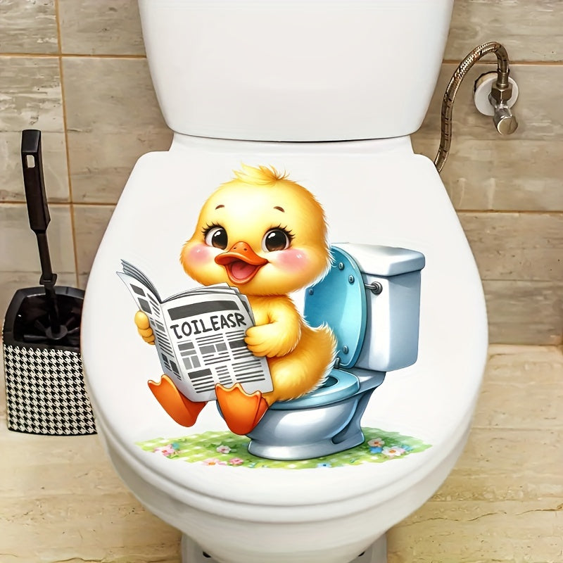 Cute Duckling Bathroom Decal Waterproof Self-Adhesive Animal Theme Square Reusable Decor