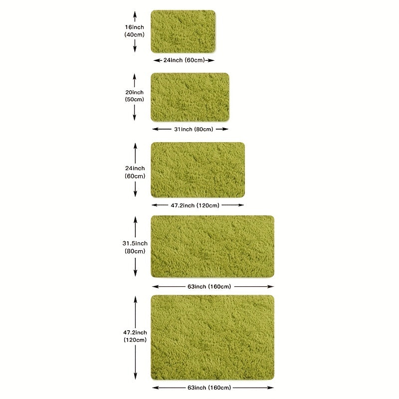 Yotoqxona va yashash xonasi dekoratsiyasi uchun O'simlik yashil rangdagi super yumshoq shaggy gilam - bolalar va qizlar uchun zamonaviy ichki mo'ynali maydon gilami, yotoqxona va uylar uchun ideal