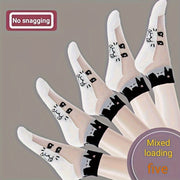 Women's Mesh Socks 5 Pairs Cartoon Cat Breathable Sweat-Absorbent Anti-Odor