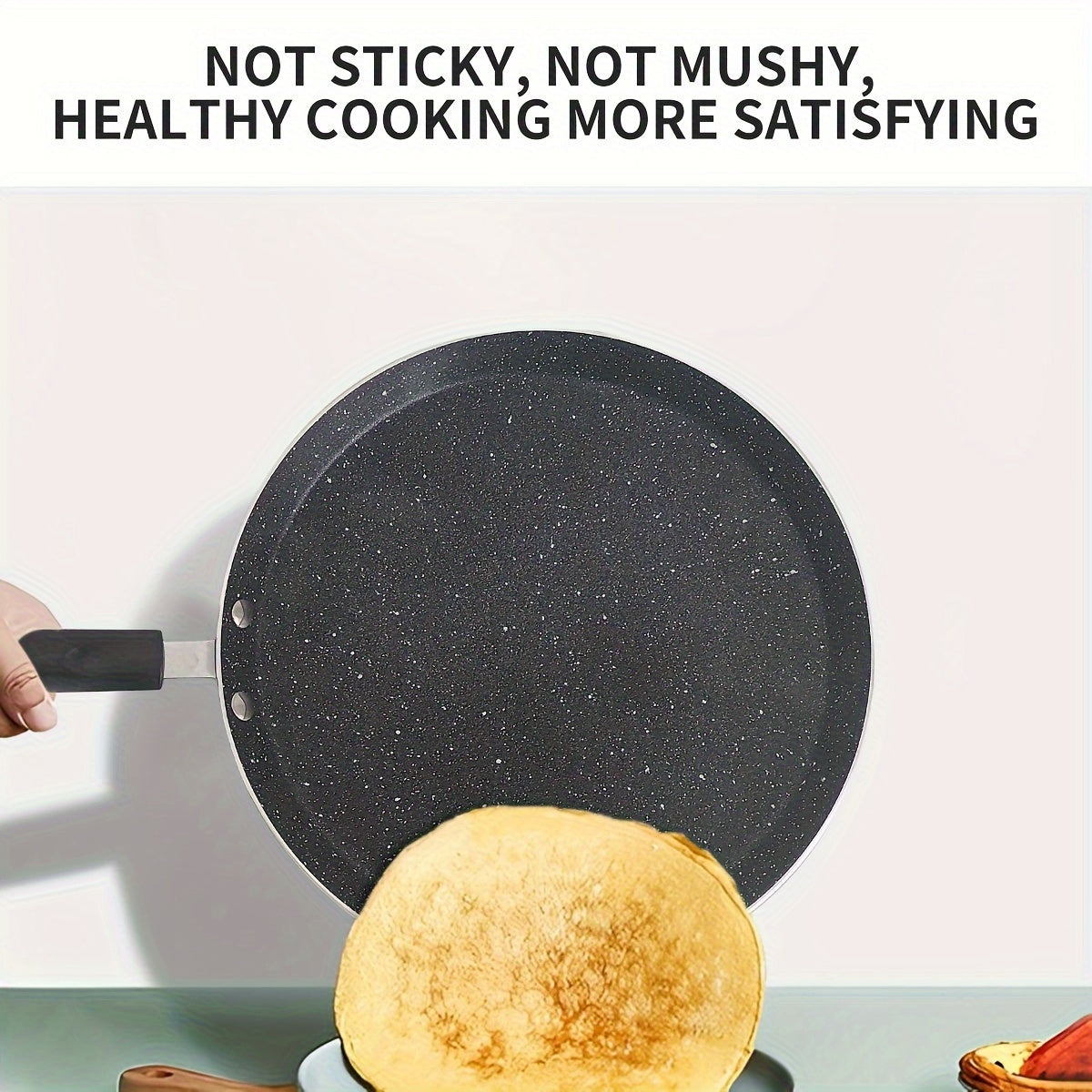 Антипригарная черная сковорода для блинов из маифанского камня с ручкой, алюминий, совместима с индукционной газовой плитой, размеры 26,01 см, 22,0 см, 18,01 см
