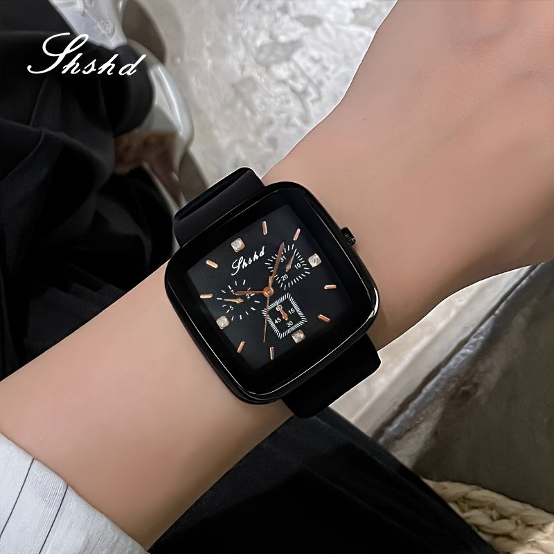 Women's Square Watch Autumn Winter Silicone Strap Minimalist Quartz Elegant