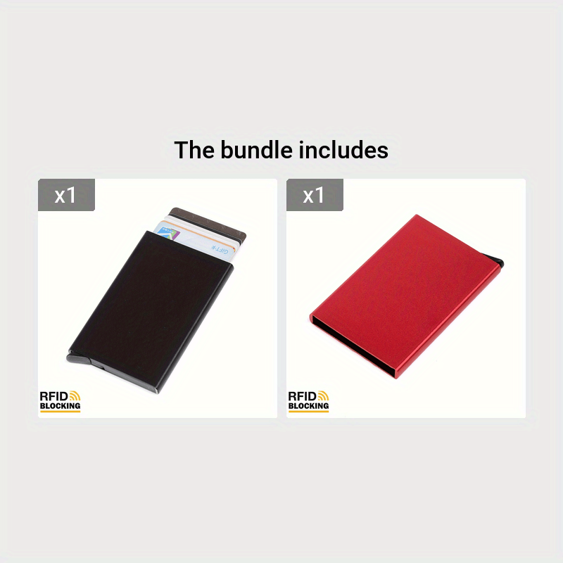 Men's RFID Aluminum Card Holder with Automatic Pop-Up Black Slim Wallet for Daily Use