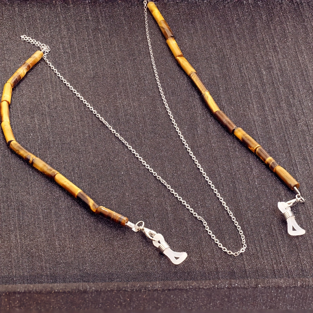 Цепочка из натуральных кристаллических чипсов с подвеской для очков и подвеской для наушников с кристаллом