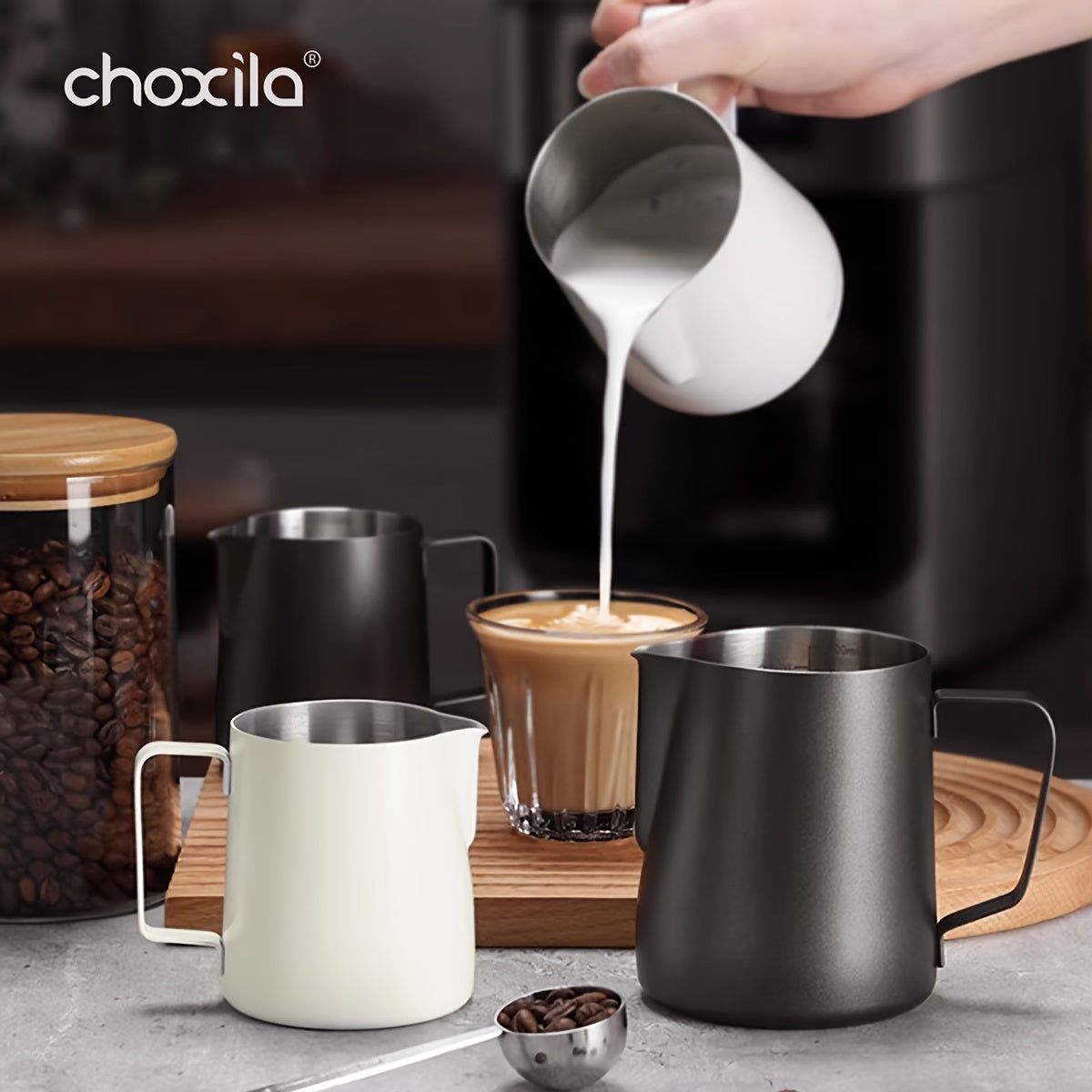 Stainless Steel Milk Frothing Pitcher 20oz Steaming Cup for Lattes and Cappuccinos