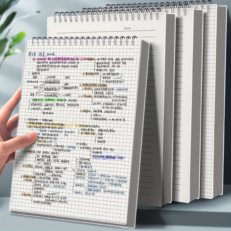 A5 Transparent Grid Coil Notebook Water-Resistant for School Office and Journaling