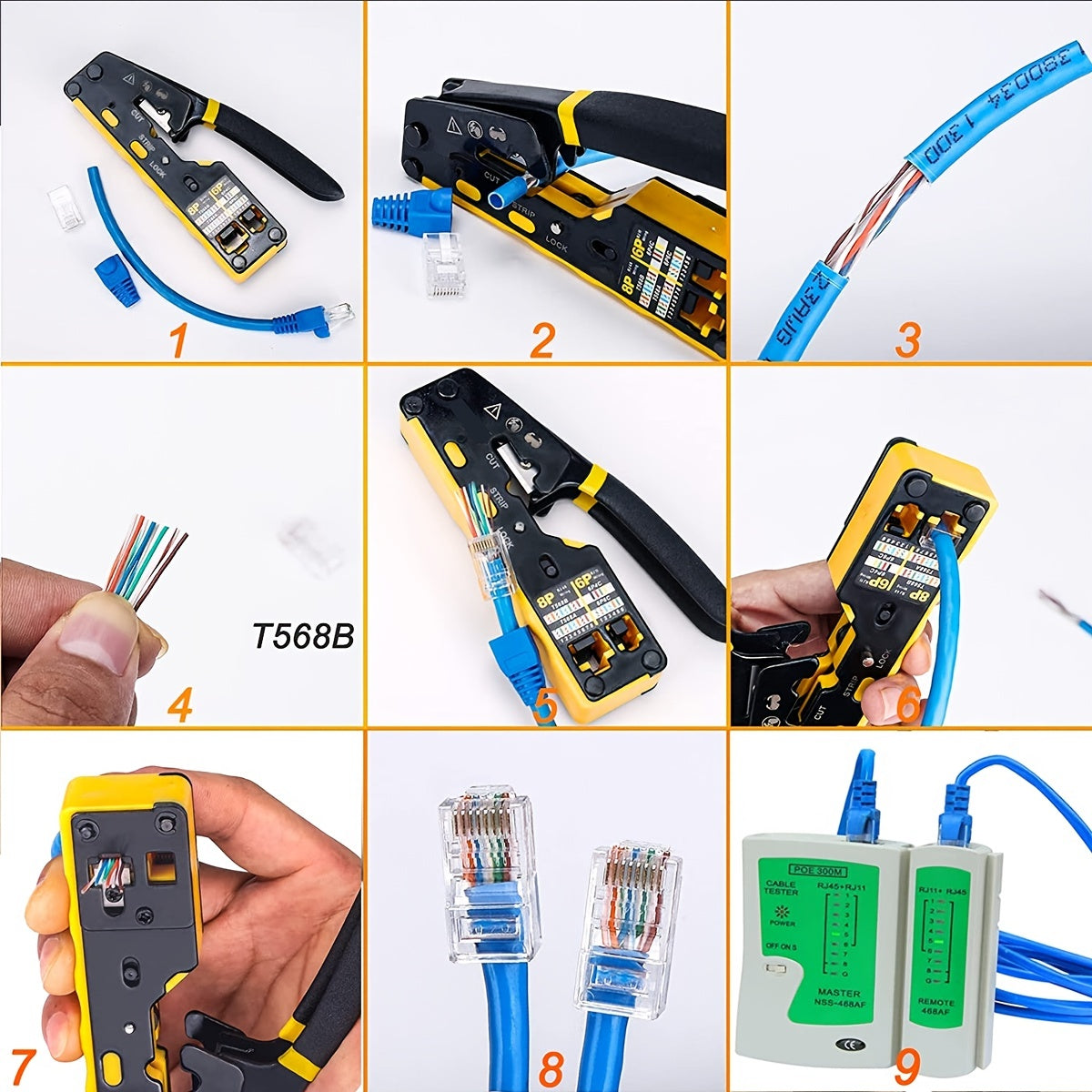 Ratcheting Data Cable Crimping Tool for RJ11 RJ12 RJ45 Connectors