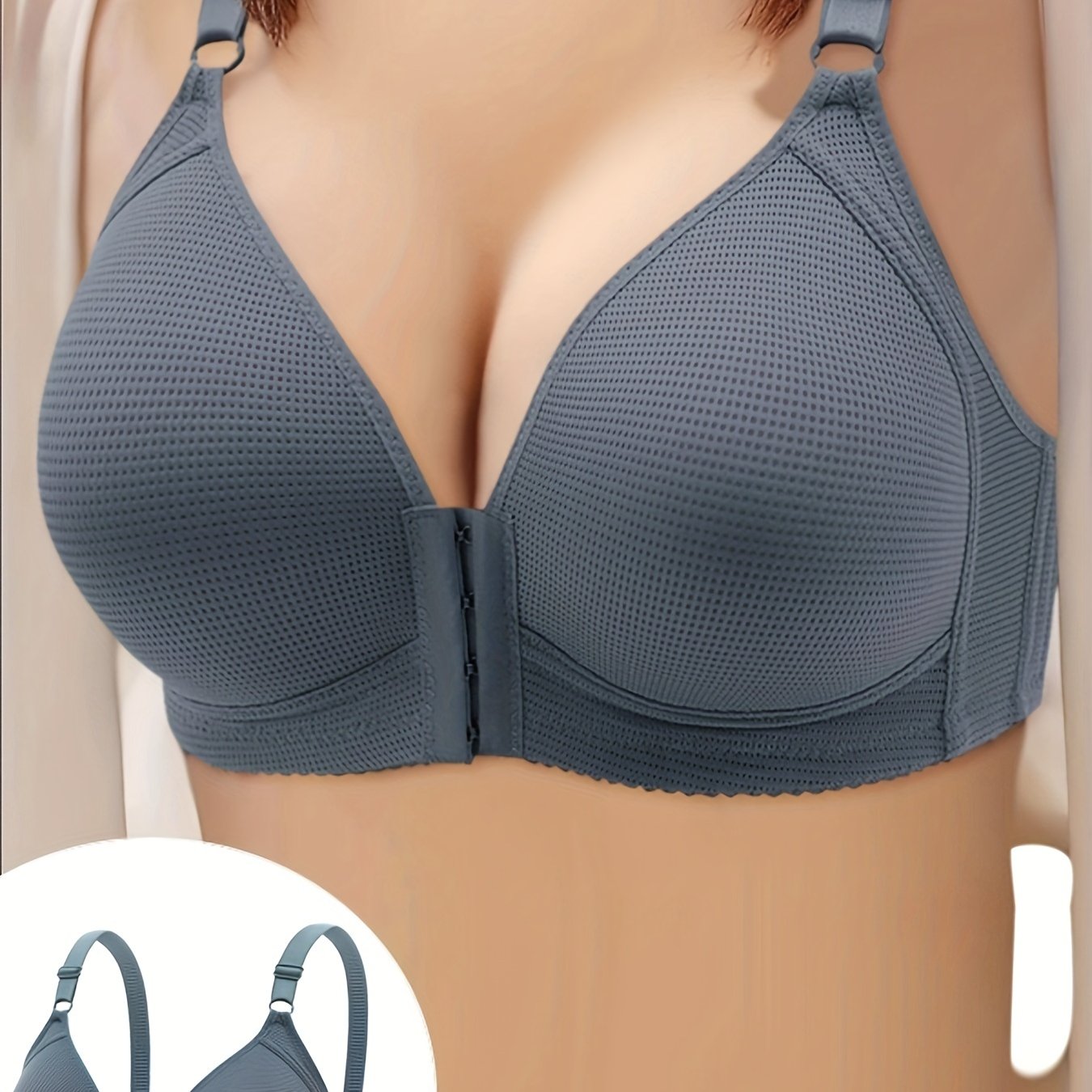 Plus Size Breathable Front Closure Bra for Women with Non-Removable Padding All-Season Comfort