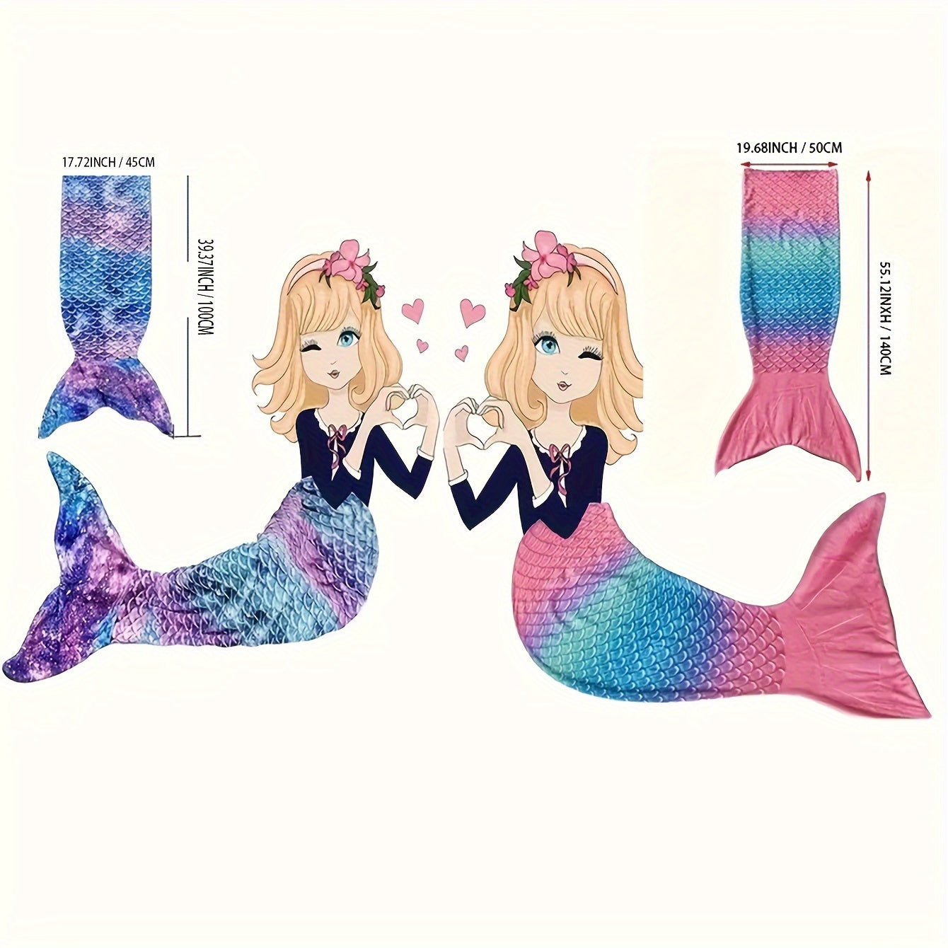 Mermaid Tail Flannel Throw Blanket Cozy Geometric Pattern for Couch Bed Office Travel