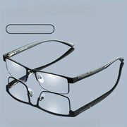 Men's Titanium Alloy Reading Glasses Square Frame Anti-Blue Light +1.0 to +4.0 Presbyopic