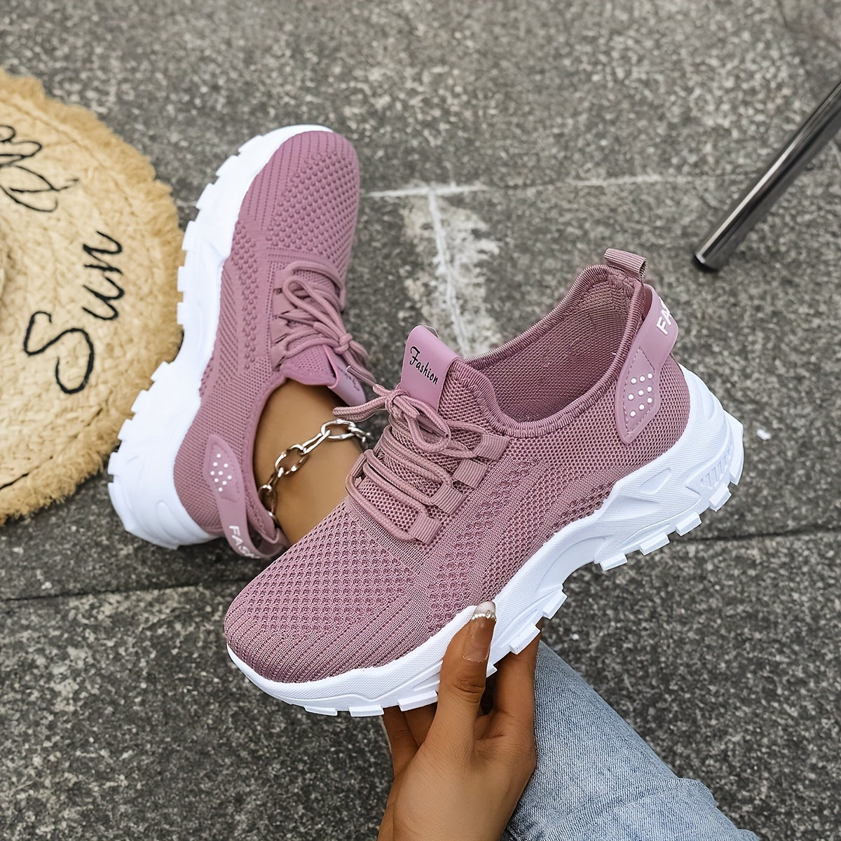 Women’s Light Blue and White Knit Sneakers - Breathable Mesh, Cushioned EVA, Slip-On Low-Top