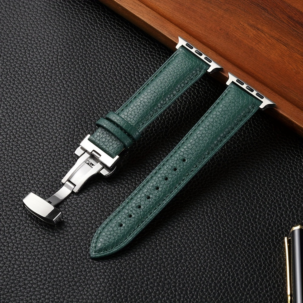 Litchi Pattern Synthetic Leather Watch Band for Apple Watch 38mm 45mm