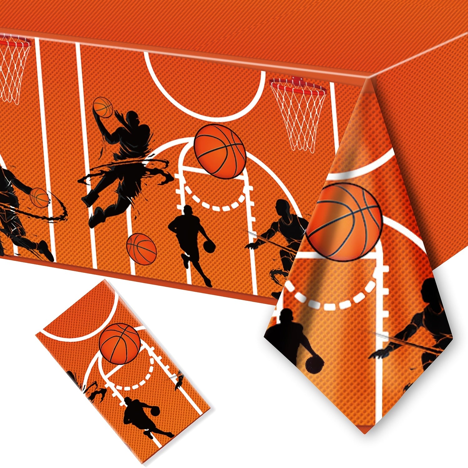 Basketball Court Design Plastic Tablecloth 129x220 cm Rectangular Sports Theme Party Decor