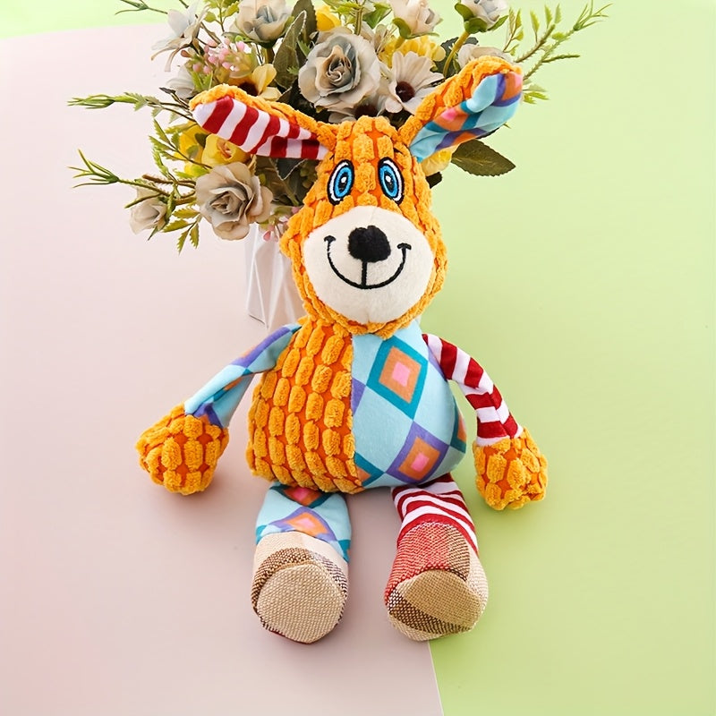 Interactive Plush Dog Toy for Medium Dogs Chew-Resistant Pineapple Grid Design